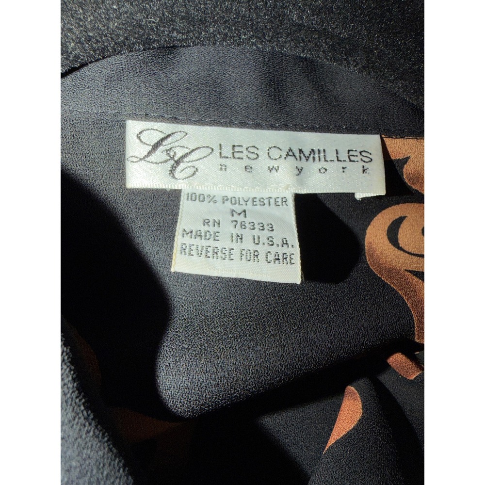 Les Camilles New York Black Copper Abstract Swirl Print Button Down Blouse M - Picture 4 of 4